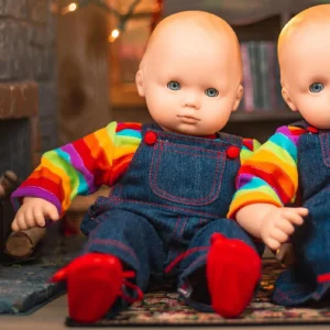 Oriental Trading Play Sets*The Queen's Treasures 15 Inch Baby Doll Clothes, Rainbow Bitty Tee Shirt, Denim Overalls And Red Shoes
