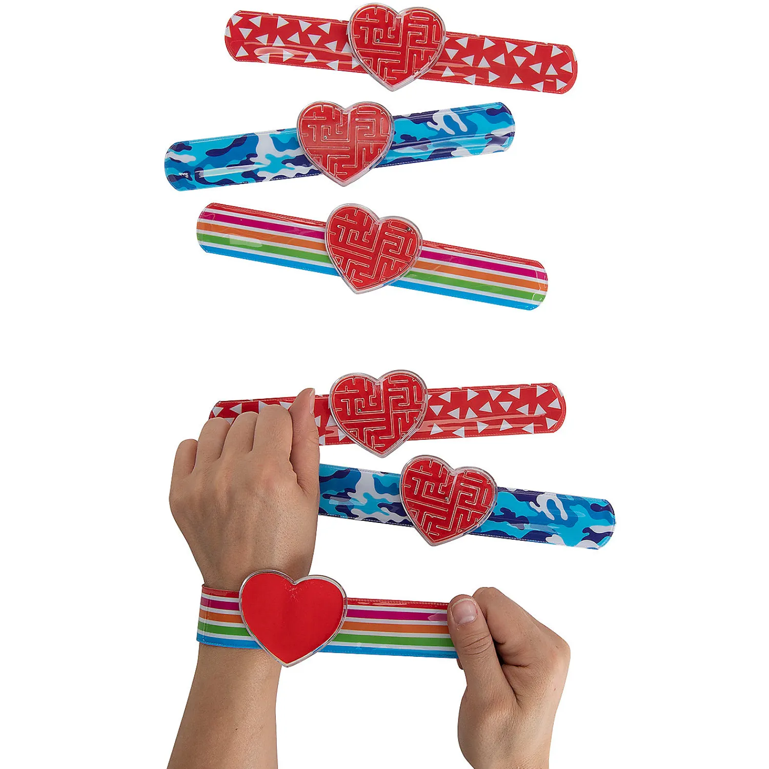 valentine_slap_bracelets__0.webp Oriental Trading Fidget Toys & Spinners*Valentine Slap Bracelets With Maze Puzzle - 12 Pc.