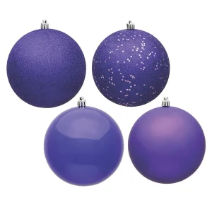 Vickerman Shatterproof 2.4" Purple 4-Finish Ball Christmas Ornament, 24 Per Box<Oriental Trading Clearance