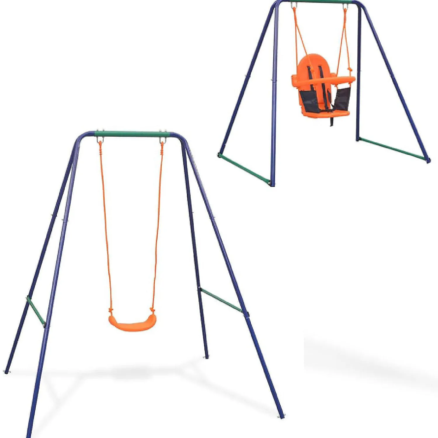 vidaxl_in_single_swing_an_0.webp Vidaxl 2-In-1 Single Swing And Toddler Swing Orange<Oriental Trading Online