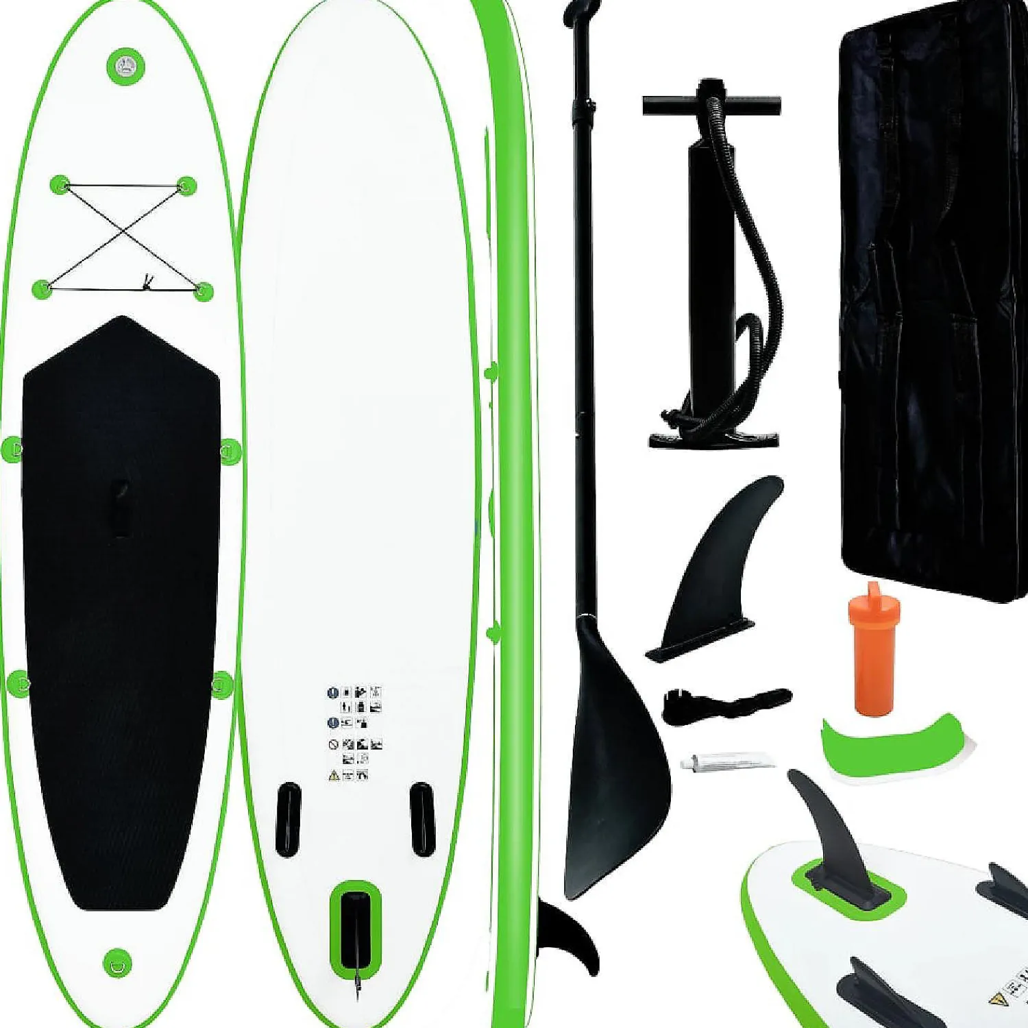 vidaxl_inflatable_stand_u_0-1.webp Vidaxl Inflatable Stand Up Paddleboard Set Green And White Paddleboard<Oriental Trading Fashion