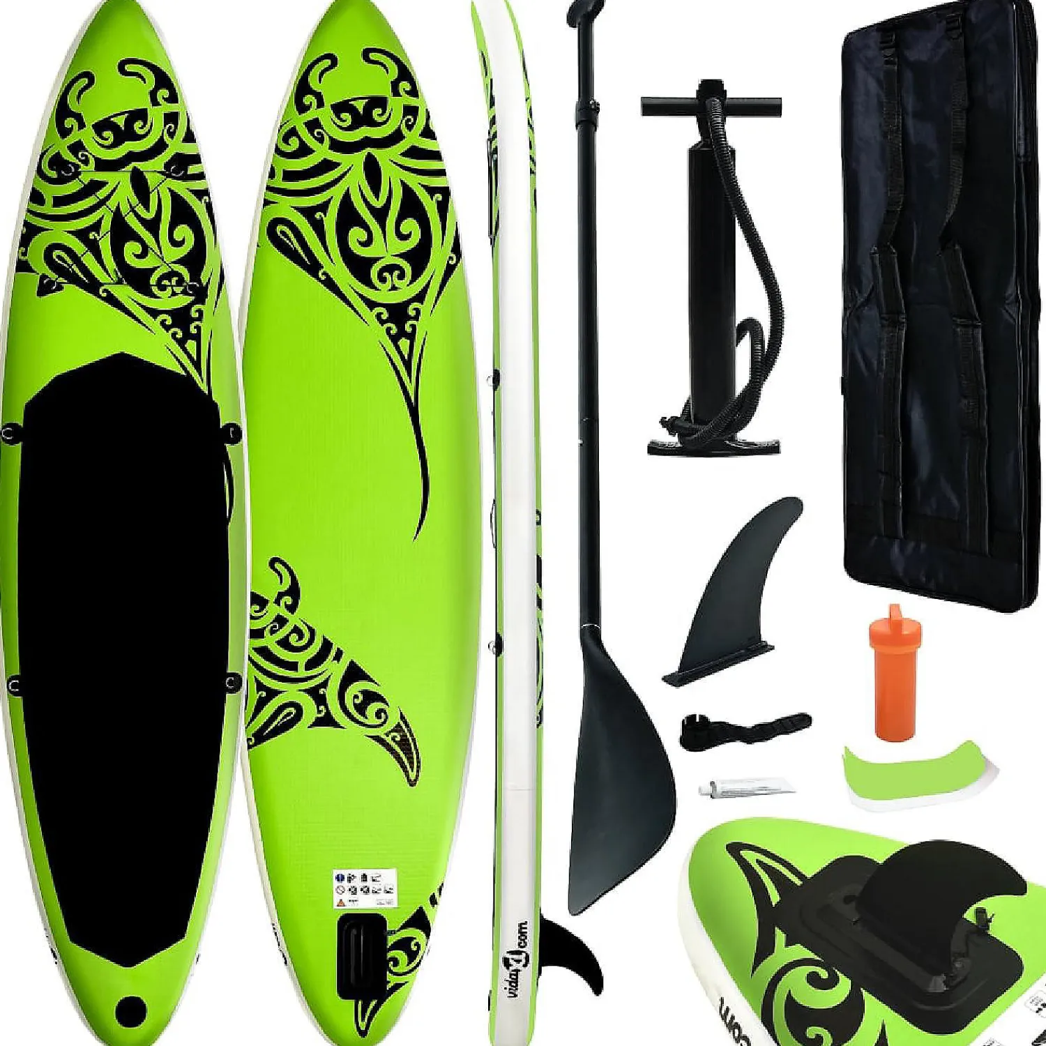 vidaxl_inflatable_stand_u_0.webp Vidaxl Inflatable Stand Up Paddleboard Set 144.1"X29.9"X5.9" Green<Oriental Trading New