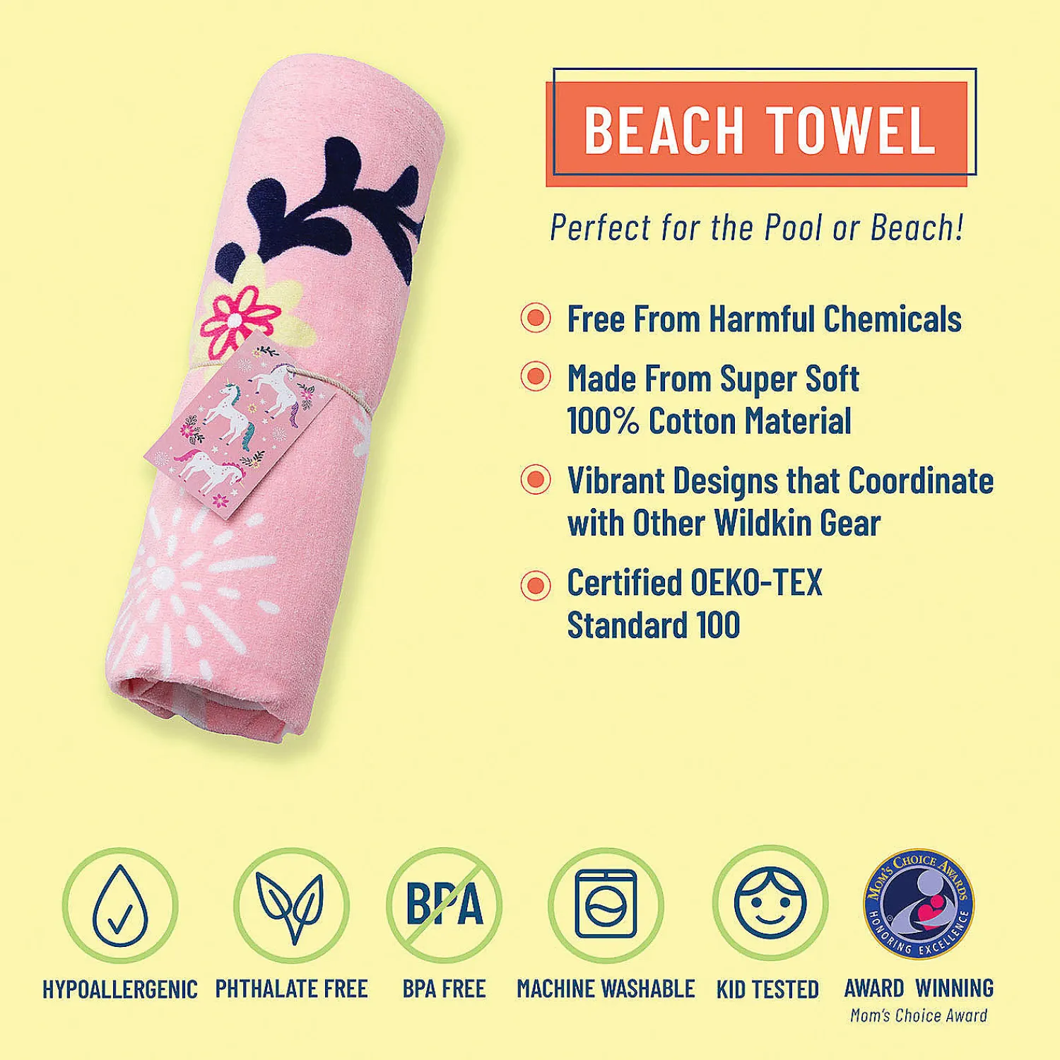 wildkin_magical_unicorns__1.webp Wildkin Magical Unicorns 100% Cotton Beach Towel<Oriental Trading Best
