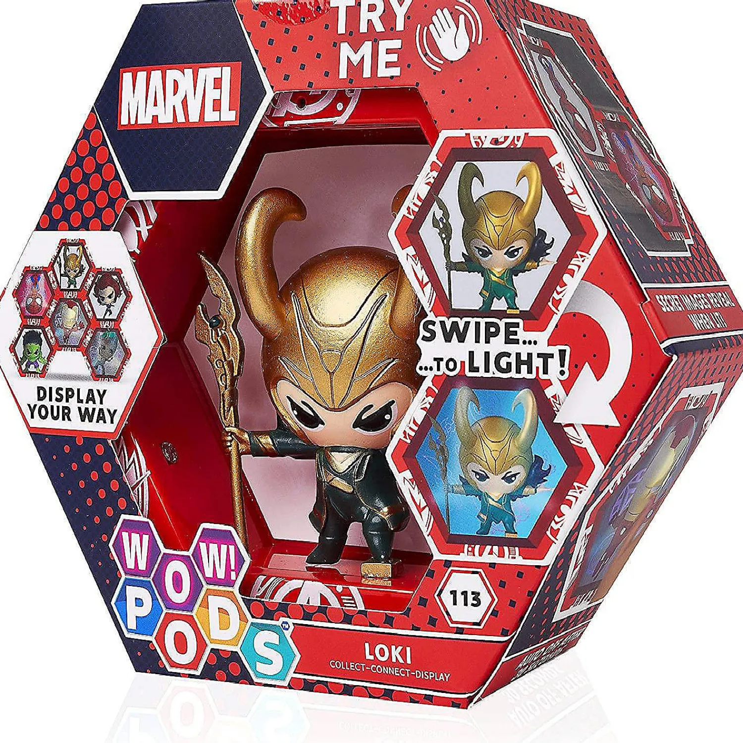 wow_pods_marvel_loki_swip_0.webp Oriental Trading Character Toys*Wow Pods Marvel Loki Swipe Light-Up Figure Avengers Uv Lights Wow! Stuff