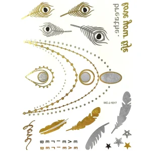 Oriental Trading Temporary Tattoos*Wrapables Celebrity Inspired Temporary Tattoos In Metallic Gold Silver And Black, Large, Believe And Love