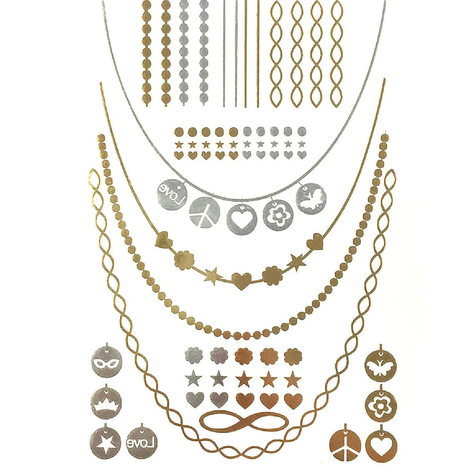 wrapables_large_metallic__0-10.webp Oriental Trading Temporary Tattoos*Wrapables Large Metallic Gold Silver And Black Body Art Temporary Tattoos, Lucky Charms