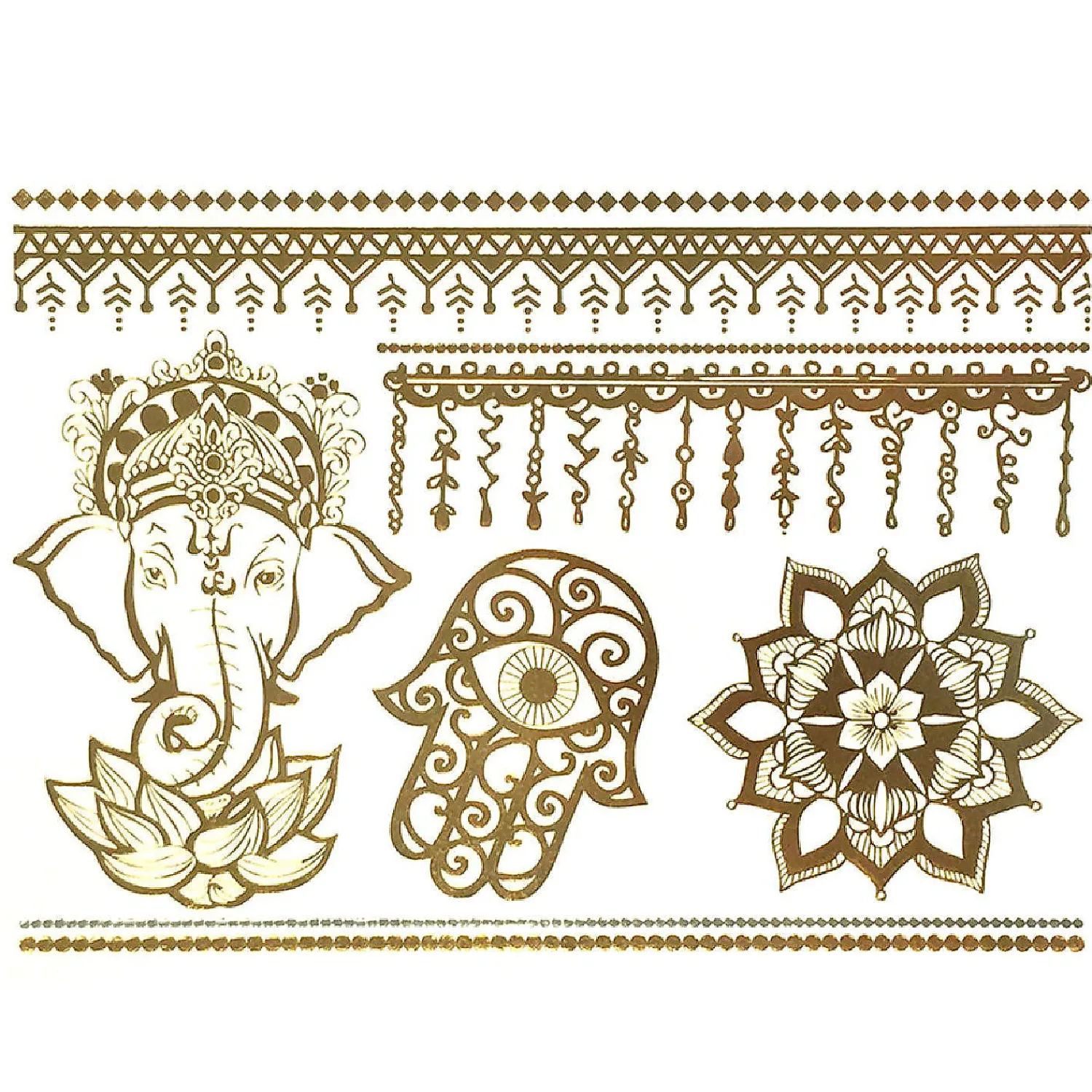 wrapables_large_metallic__0.webp Oriental Trading Temporary Tattoos*Wrapables Large Metallic Gold Silver And Black Body Art Temporary Tattoos, Indian Motif