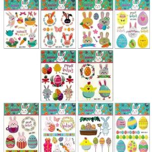 Oriental Trading Temporary Tattoos*Wrapables Waterproof Temporary Tattoos For Children, 10 Sheets, Easter Eggs