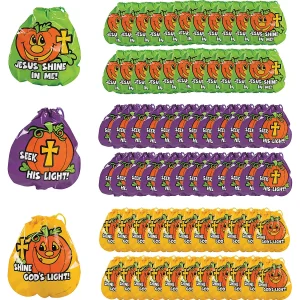 7" X 8 1/2" Bulk 72 Pc. Plastic Christian Pumpkin Drawstring Goody Bags<Oriental Trading Cheap