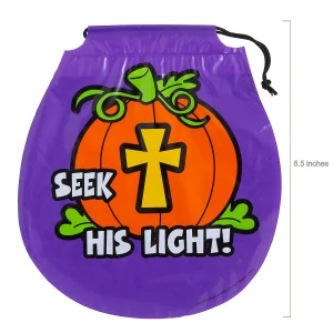 7" X 8 1/2" Bulk 72 Pc. Plastic Christian Pumpkin Drawstring Goody Bags<Oriental Trading Cheap