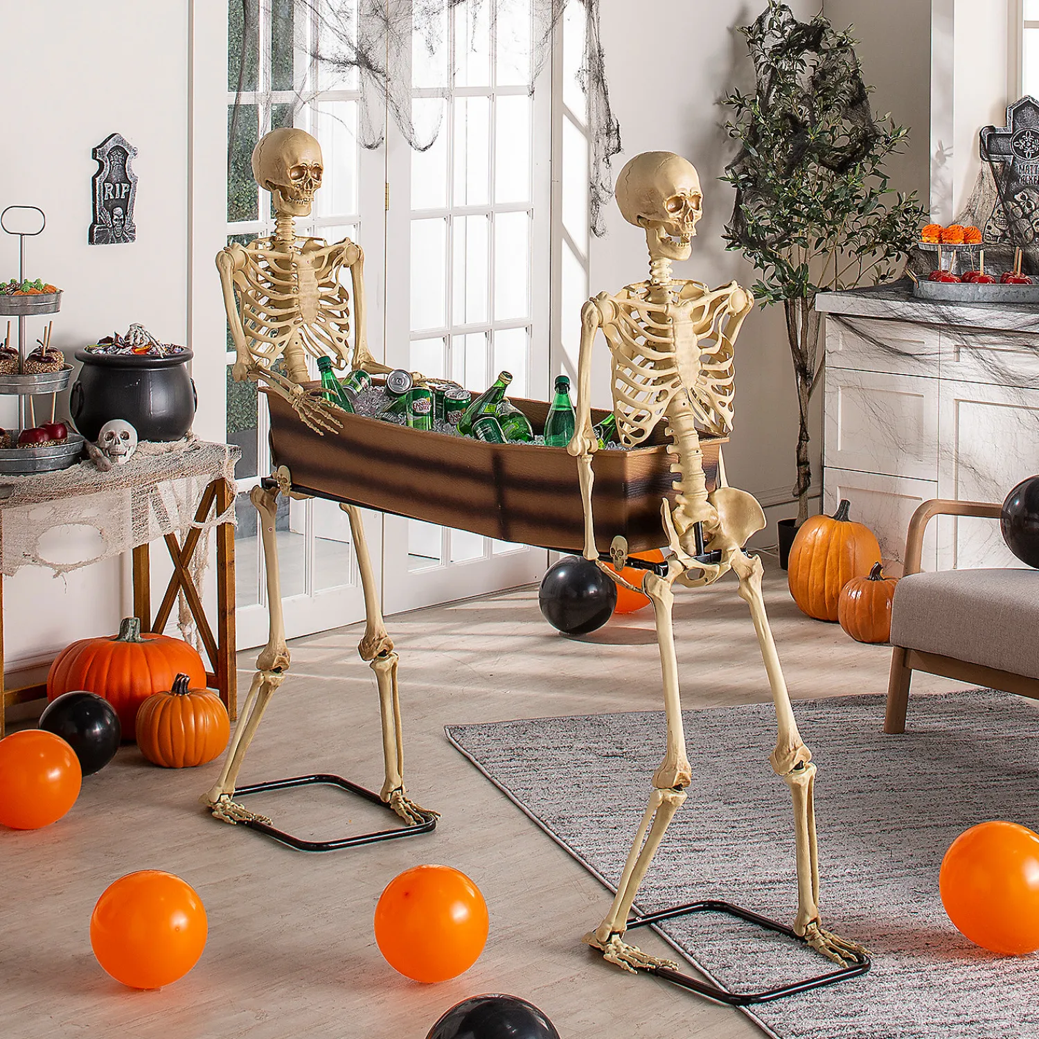 x___poseable_skeletons__1.webp 68 " X 17 1/2" Poseable Skeletons Carrying Coffin Halloween Decoration<Oriental Trading Flash Sale