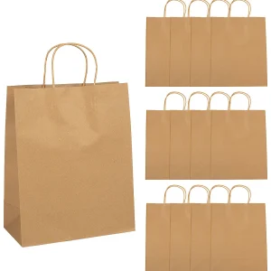 10 1/2" X 5 1/4" X 13" Large Brown Kraft Paper Gift Bags - 12 Pc.<Oriental Trading Online