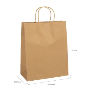10 1/2" X 5 1/4" X 13" Large Brown Kraft Paper Gift Bags - 12 Pc.<Oriental Trading Online