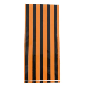 5" X 11" Black & Orange Striped Cellophane Treat Bags - 12 Pc.<Oriental Trading New