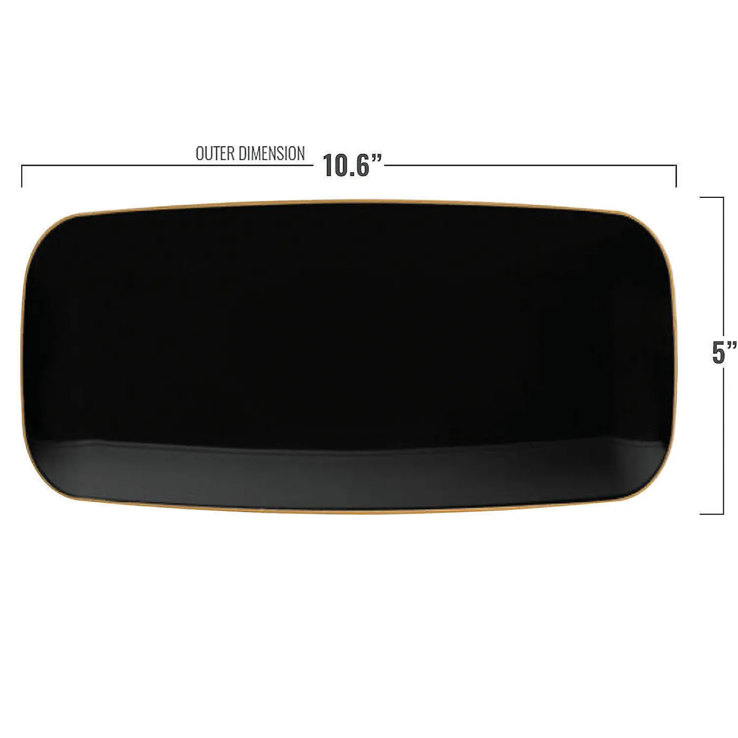 x__black_with_gold_rim_f_1.webp 10.6" X 5" Black With Gold Rim Flat Raised Edge Rectangular Disposable Plastic Plates (50 Plates)<Oriental Trading Cheap