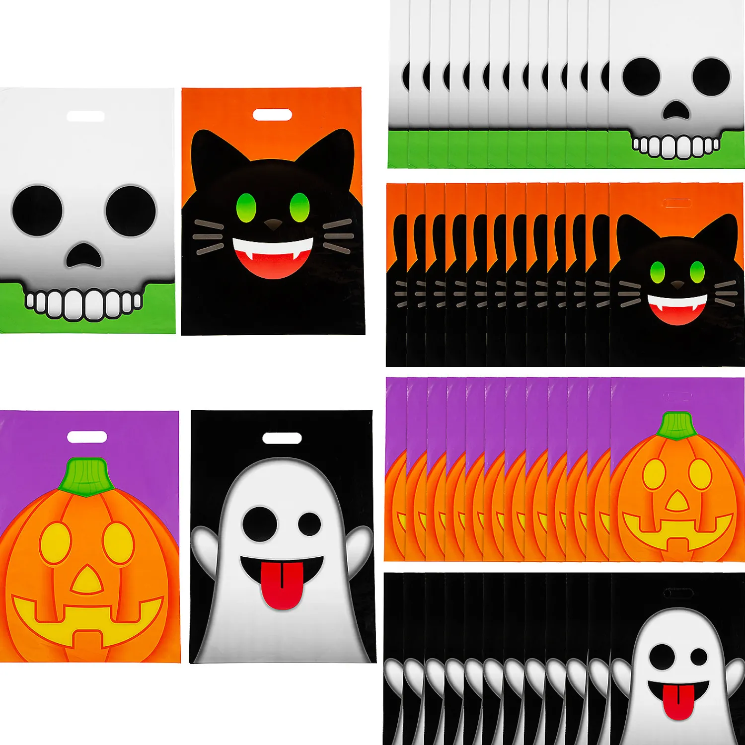 x__bulk__pc_large_hallo_0-1.webp 12 1/2" X 17" Bulk 50 Pc. Large Halloween Emoji Face Trick-Or-Treat Plastic Goody Bags<Oriental Trading Outlet