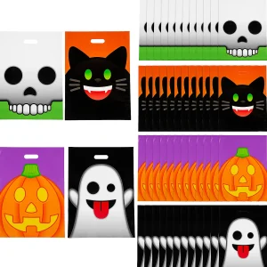 12 1/2" X 17" Bulk 50 Pc. Large Halloween Emoji Face Trick-Or-Treat Plastic Goody Bags<Oriental Trading Fashion