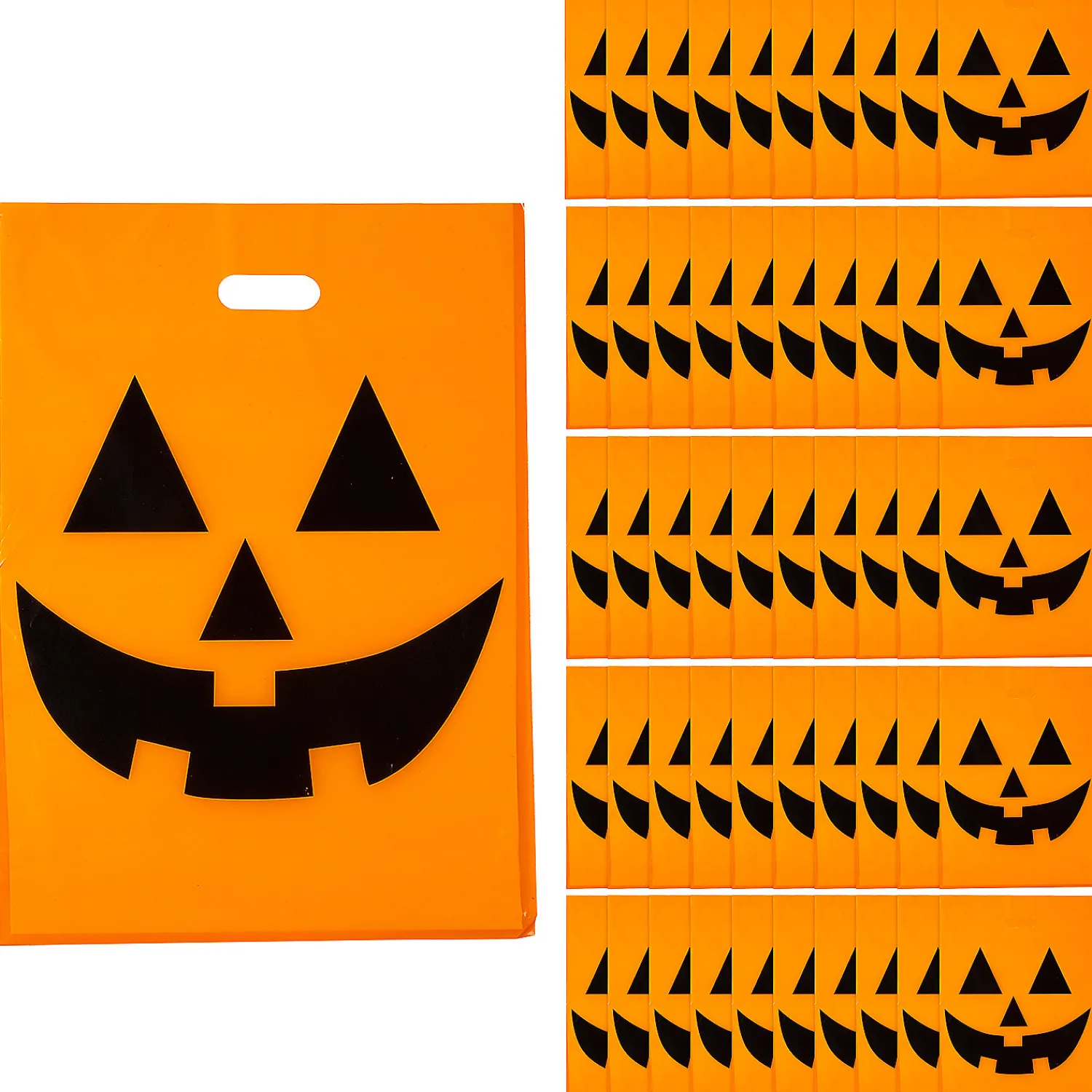 x__bulk__pc_large_jackol_0-1.webp 12" X 17" Bulk 50 Pc. Large Jack-O'-Lantern Halloween Plastic Goody Bags<Oriental Trading Store
