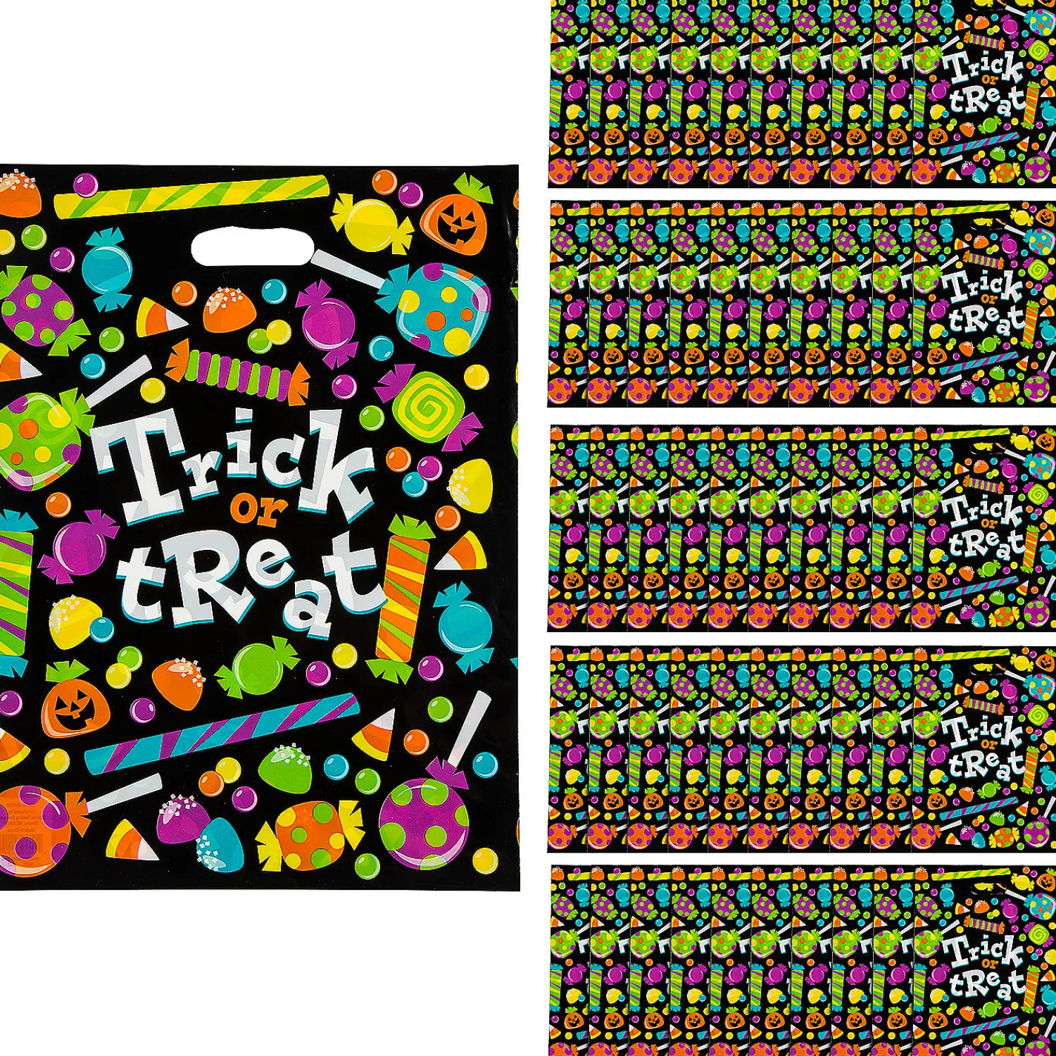 x__bulk__pc_large_sweet_0-1.webp 12 1/2" X 17" Bulk 50 Pc. Large Sweet Halloween Trick-Or-Treat Plastic Goody Bags<Oriental Trading New