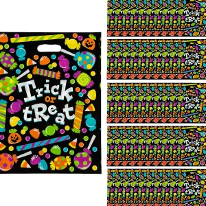 12 1/2" X 17" Bulk 50 Pc. Large Sweet Halloween Trick-Or-Treat Plastic Goody Bags<Oriental Trading Clearance