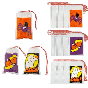2 3/4" X 4" Bulk 144 Pc. Mini Halloween Plastic Drawstring Treat Bags<Oriental Trading Shop