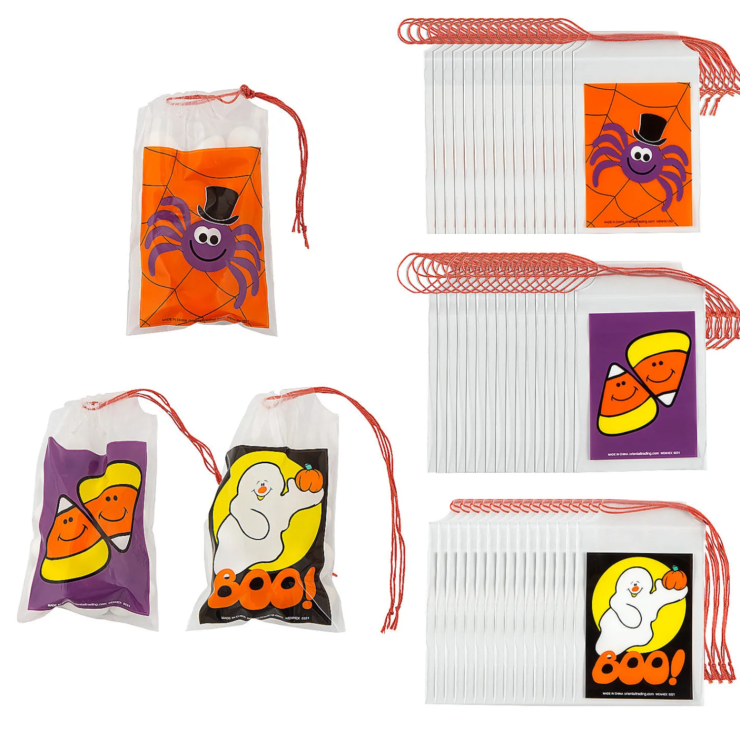 x__bulk__pc_mini_hallow_0.webp 2 3/4" X 4" Bulk 144 Pc. Mini Halloween Plastic Drawstring Treat Bags<Oriental Trading Shop