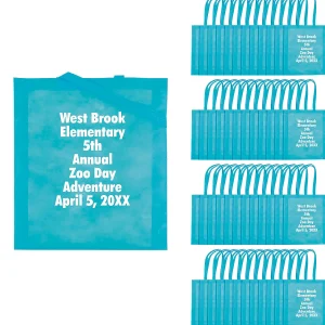 15 X 17 Bulk 144 Pc. Personalized Large Light Blue Nonwoven Tote Bags<Oriental Trading Shop