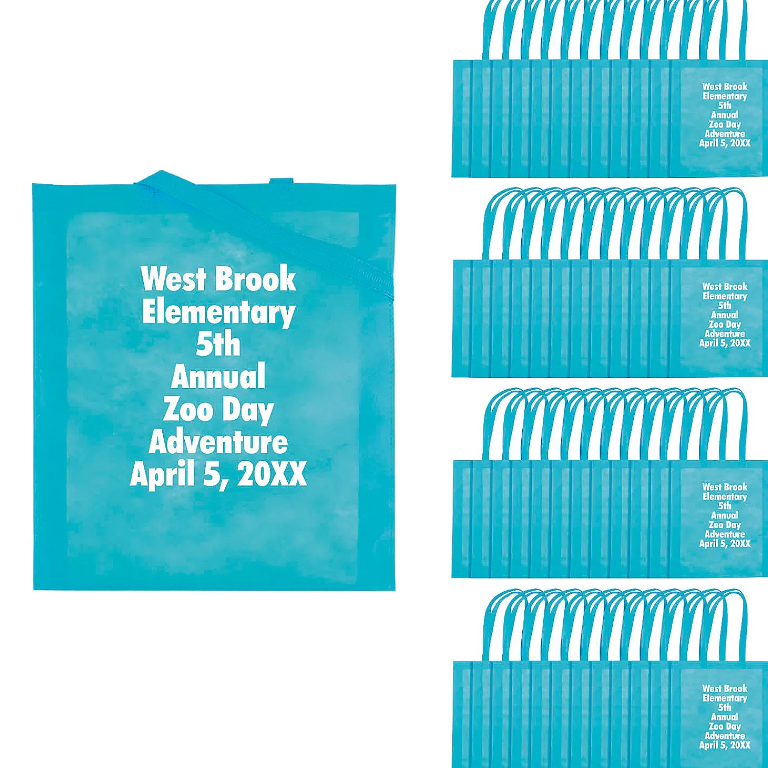 x__bulk__pc_personalized_0-24.webp 15" X 17" Bulk 144 Pc. Personalized Large Light Blue Nonwoven Tote Bags<Oriental Trading Hot
