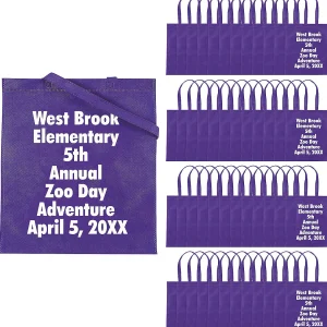 15 X 17 Bulk 144 Pc. Personalized Large Purple Nonwoven Tote Bags<Oriental Trading Shop