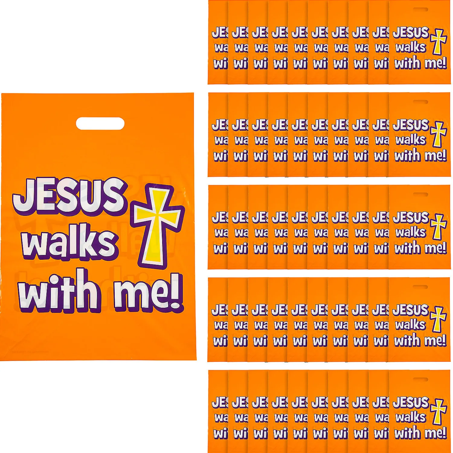 x__bulk__pc_walk_safely_0.webp 12 1/2" X 17" Bulk 50 Pc. Walk Safely With Jesus Goody Bags<Oriental Trading Online