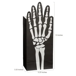 5 1/4" X 13" Fold-Over Skeleton Hand Paper Treat Bags - 12 Pc.<Oriental Trading Sale