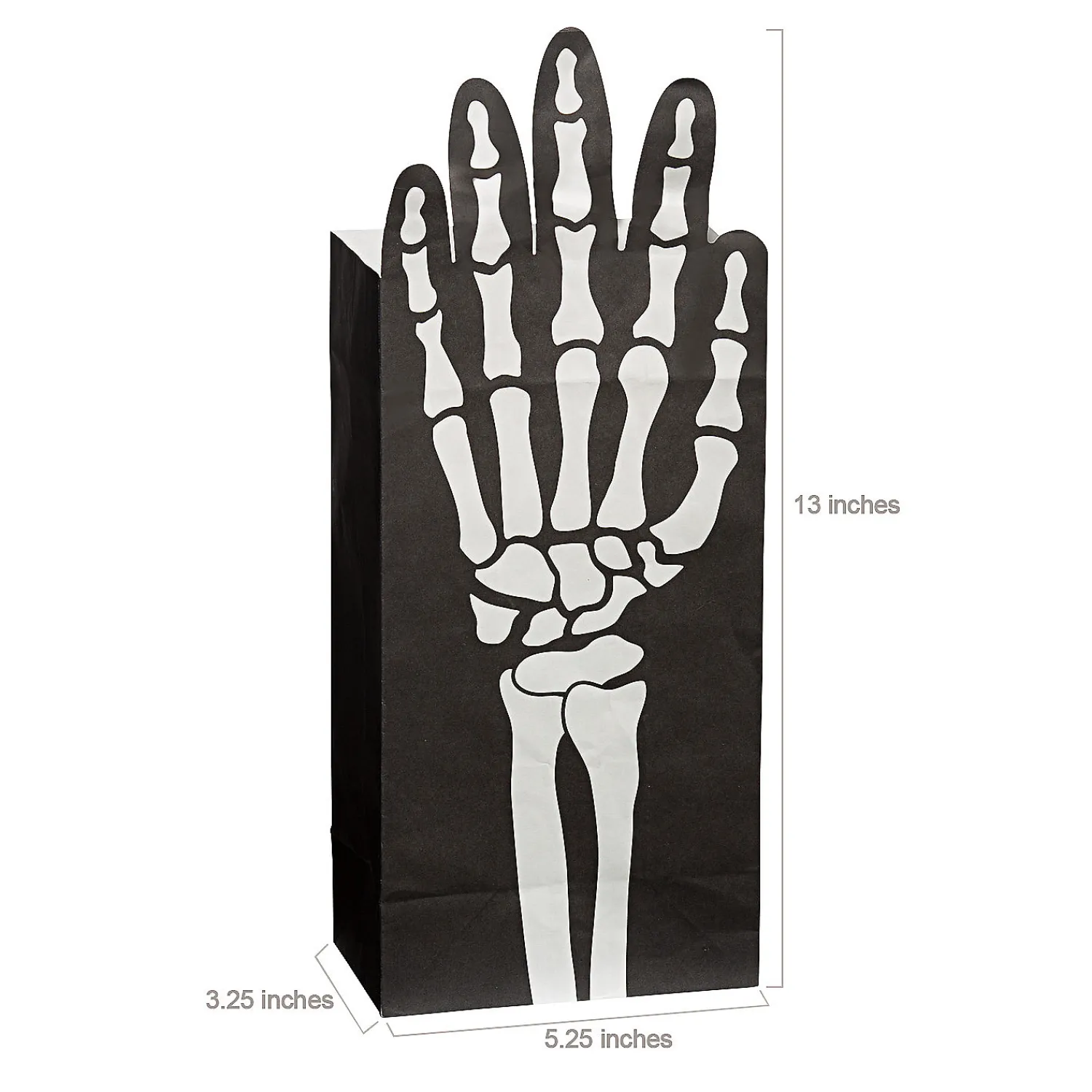 x__foldover_skeleton_ha_1.webp 5 1/4" X 13" Fold-Over Skeleton Hand Paper Treat Bags - 12 Pc.<Oriental Trading Sale