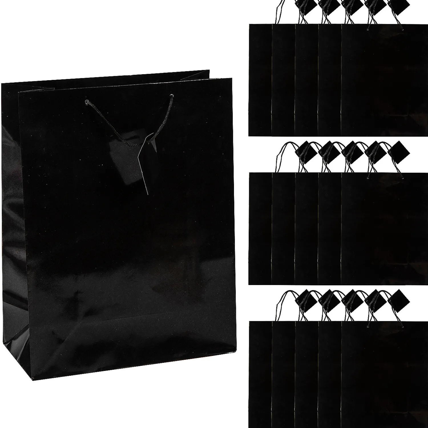 x__large_black_gift_bag_0.webp 10 1/2" X 13" Large Black Gift Bags - 12 Pc.<Oriental Trading Clearance