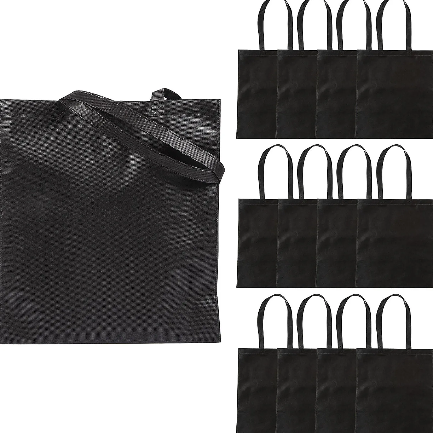 x__large_black_tote_bags_0.webp 15" X 17" Large Black Tote Bags - 12 Pc.<Oriental Trading New