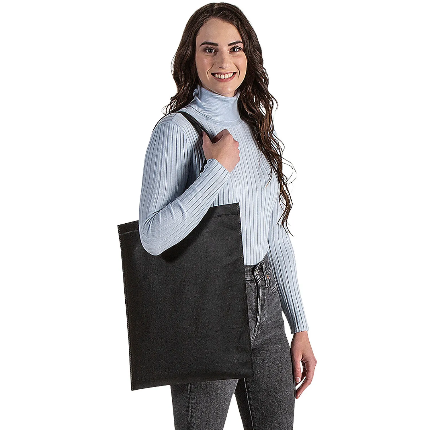 x__large_black_tote_bags_2.webp 15" X 17" Large Black Tote Bags - 12 Pc.<Oriental Trading New