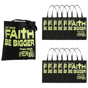 15" X 17" Large Nonwoven Glow-In-The-Dark Faith Over Fear Tote Bags - 12 Pc.<Oriental Trading Sale
