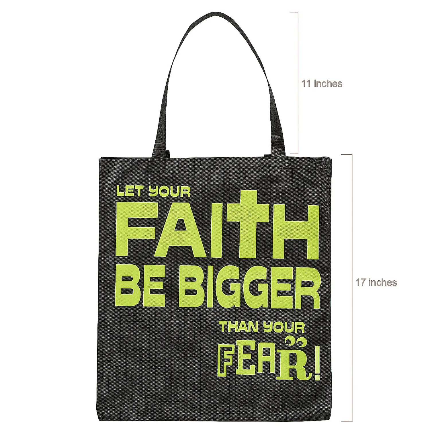 x__large_nonwoven_glowin_1-3.webp 15" X 17" Large Nonwoven Glow-In-The-Dark Faith Over Fear Tote Bags - 12 Pc.<Oriental Trading Sale