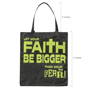 15" X 17" Large Nonwoven Glow-In-The-Dark Faith Over Fear Tote Bags - 12 Pc.<Oriental Trading Best