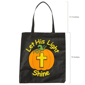 15" X 15" Large Nonwoven Glow-In-The-Dark Christian Pumpkin Tote Bags - 12 Pc.<Oriental Trading Discount