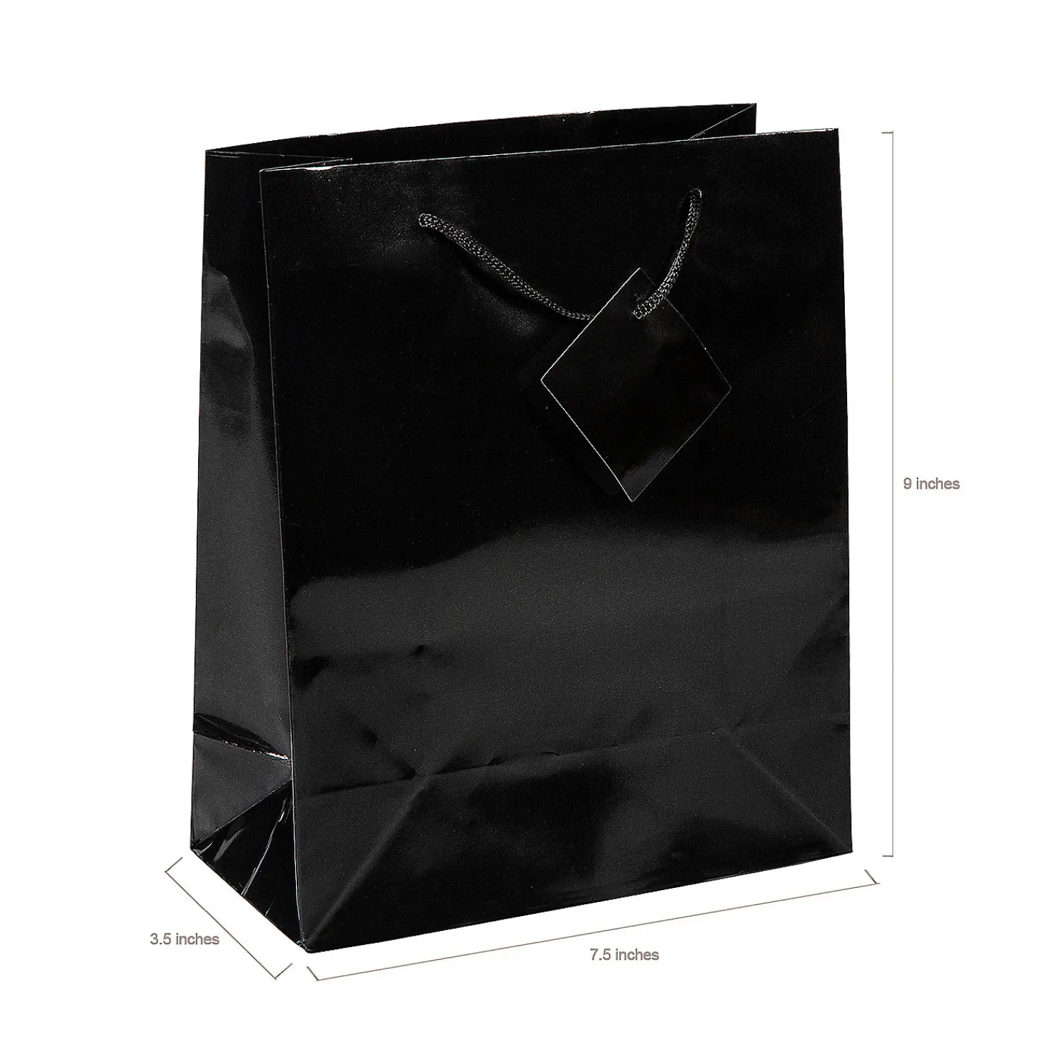 x__medium_black_paper_g_1.webp 7 1/2" X 9" Medium Black Paper Gift Bags - 12 Pc.<Oriental Trading Discount