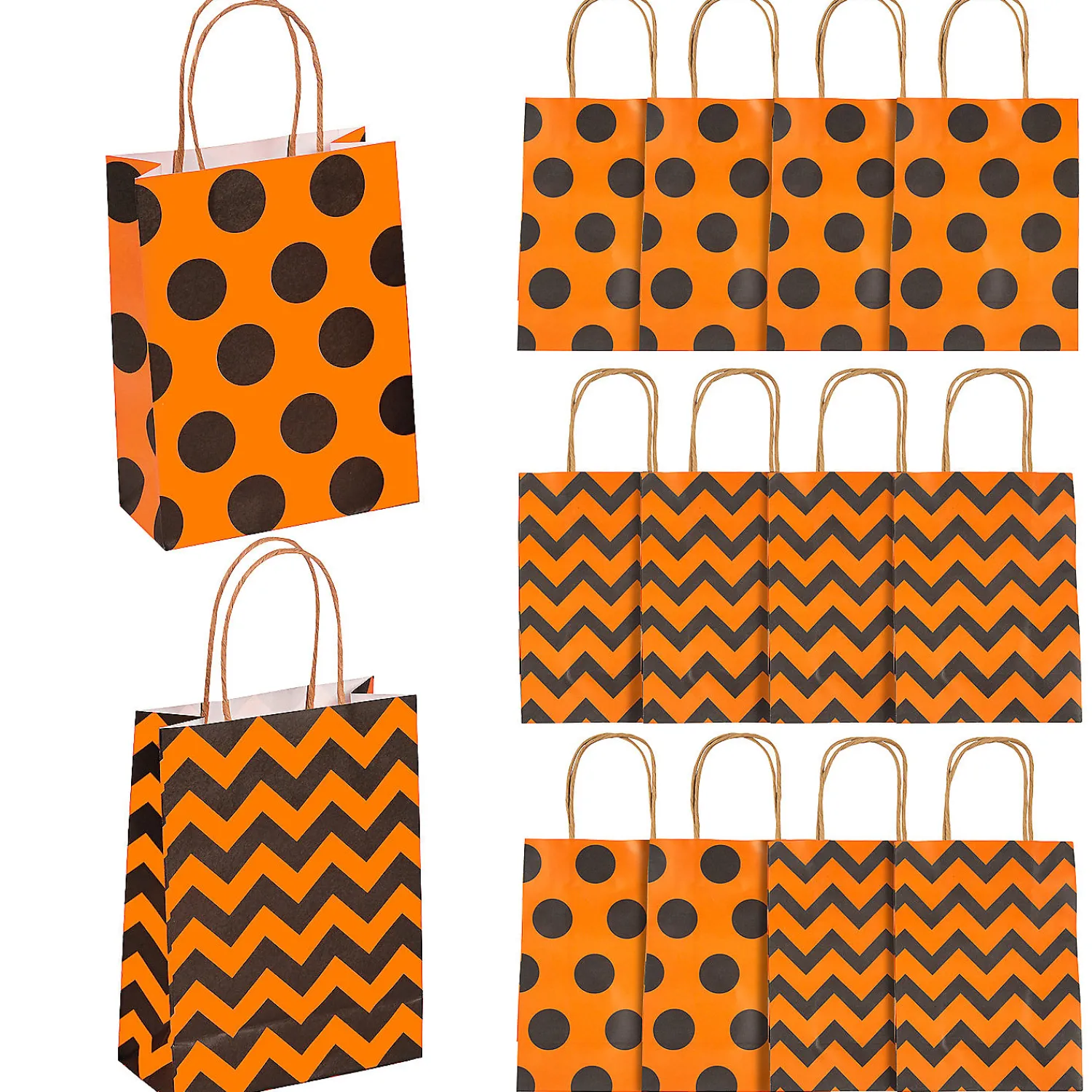 x__medium_halloween_pat_0.webp 6 1/2" X 4" Medium Halloween Pattern Kraft Paper Gift Bags - 12 Pc.<Oriental Trading Cheap