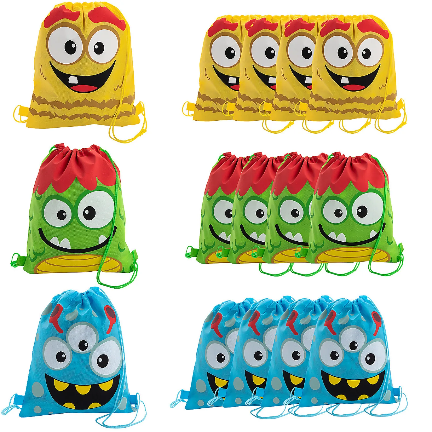x__medium_nonwoven_silly_0.webp 12" X 15" Medium Nonwoven Silly Monster Drawstring Bags - 12 Pc.<Oriental Trading Flash Sale