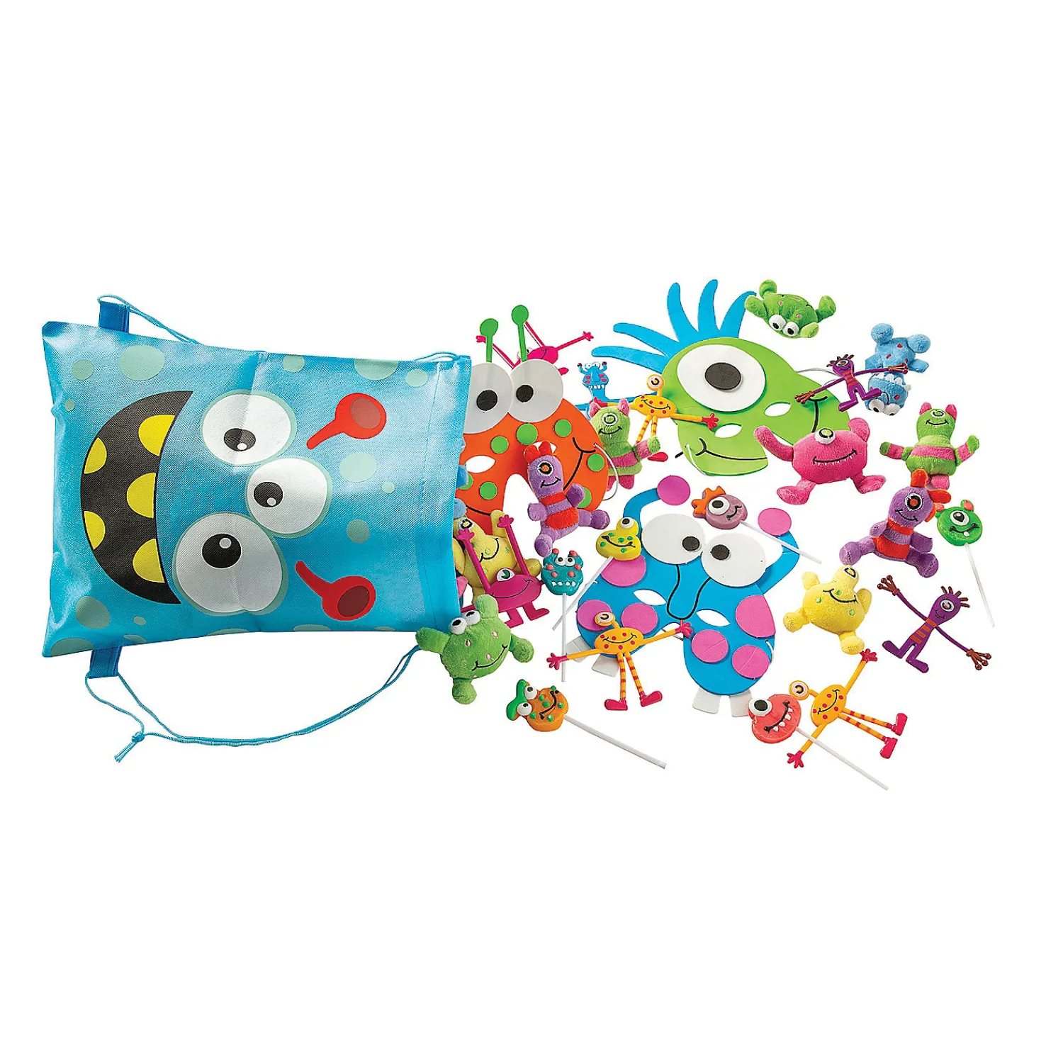 x__medium_nonwoven_silly_2.webp 12" X 15" Medium Nonwoven Silly Monster Drawstring Bags - 12 Pc.<Oriental Trading Flash Sale
