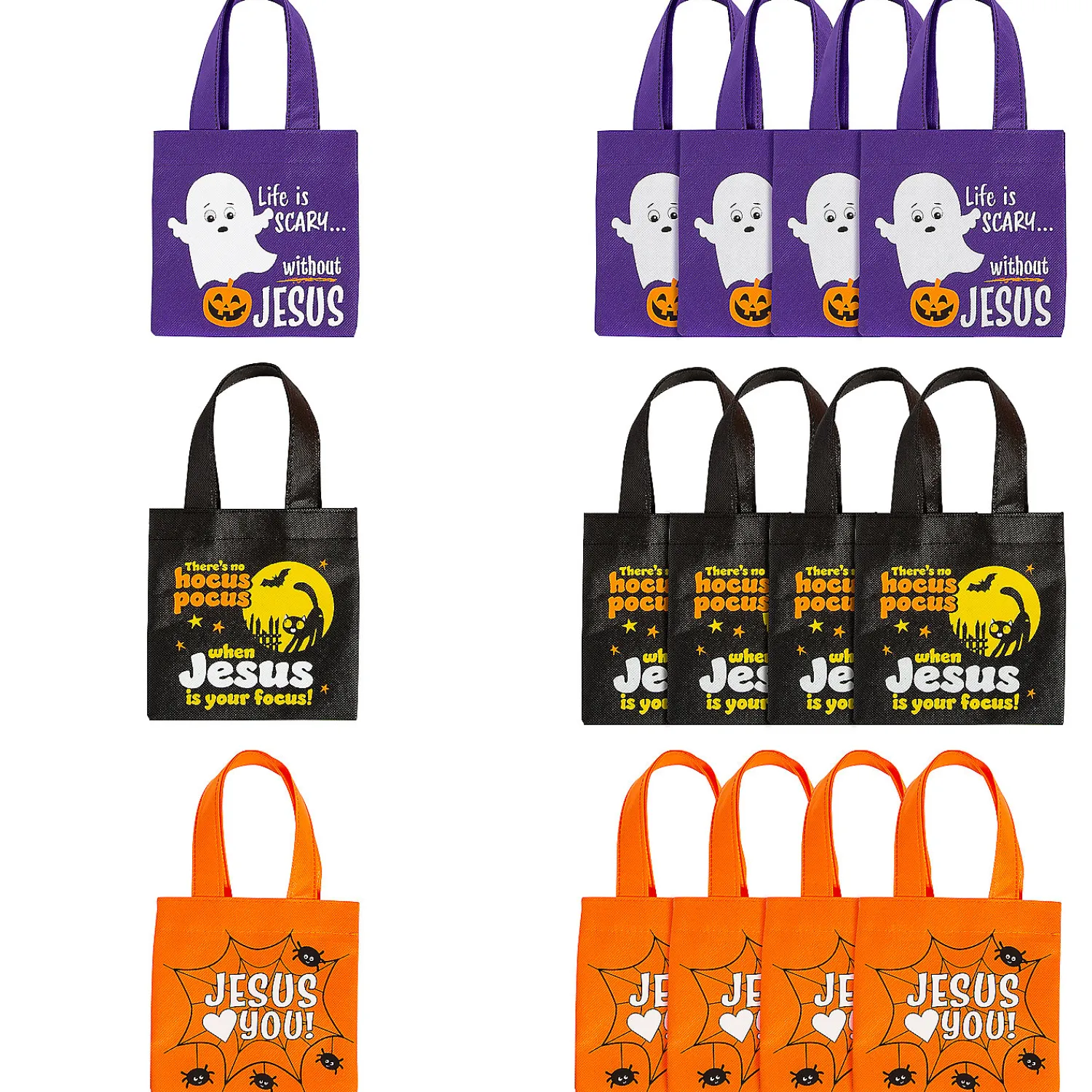 x__religious_halloween_m_0-1.webp 6" X 6" Religious Halloween Mini Nonwoven Tote Bags – 12 Pc.<Oriental Trading Cheap