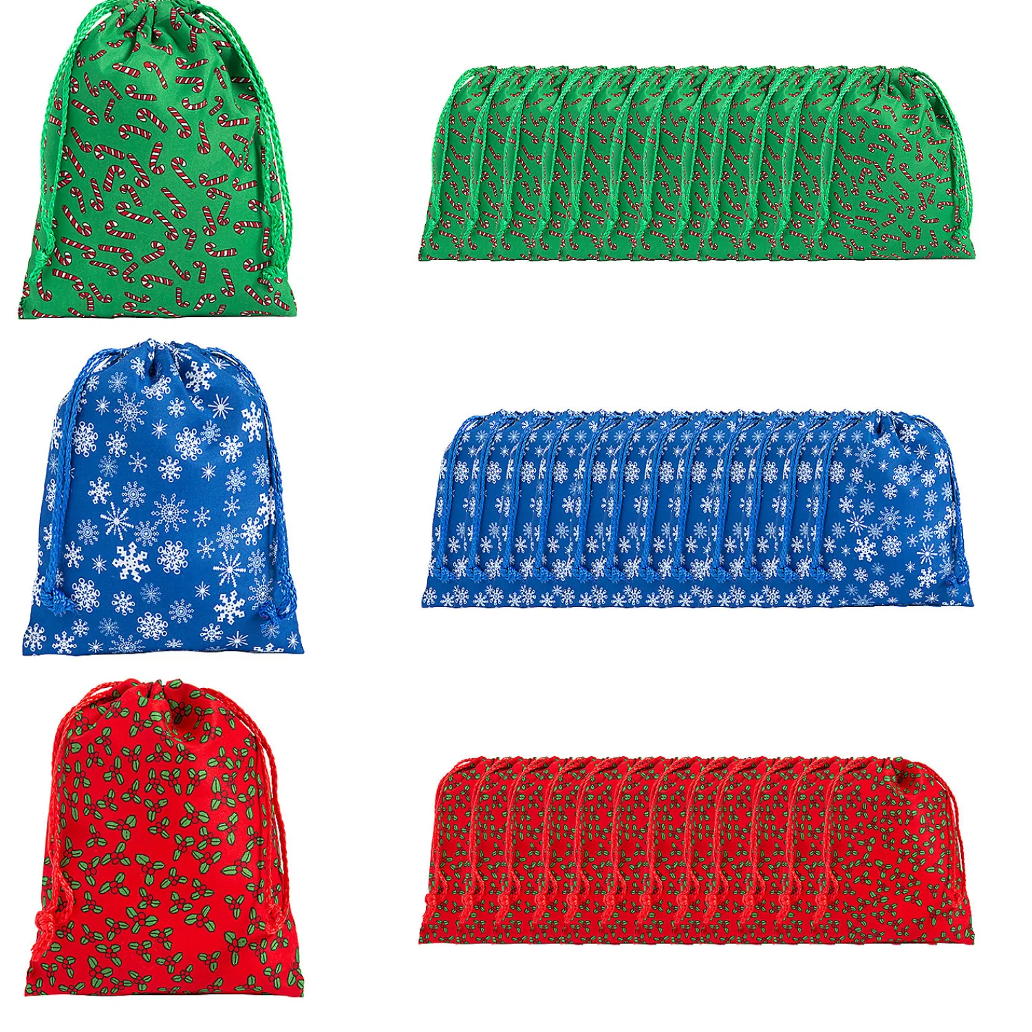 x__small_holiday_print__0.webp Oriental Trading Hat & Tote Bag Assortments*7 1/2" X 10" Small Holiday Print Drawstring Bags - 36 Pc.