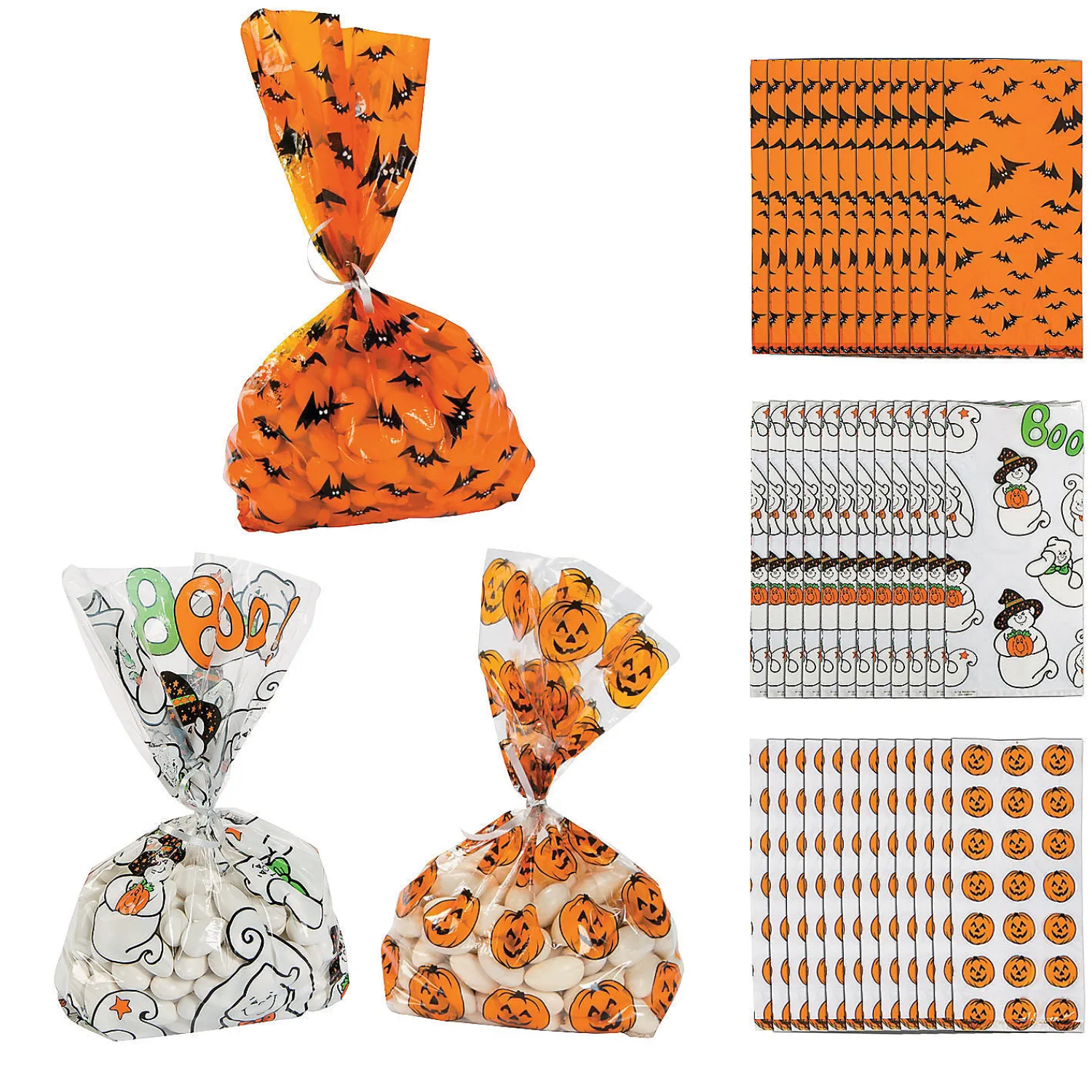 x__spooky_halloween_cell_0-1.webp 5" X 11" Spooky Halloween Cellophane Bag Assortment - 36 Pc.<Oriental Trading Hot