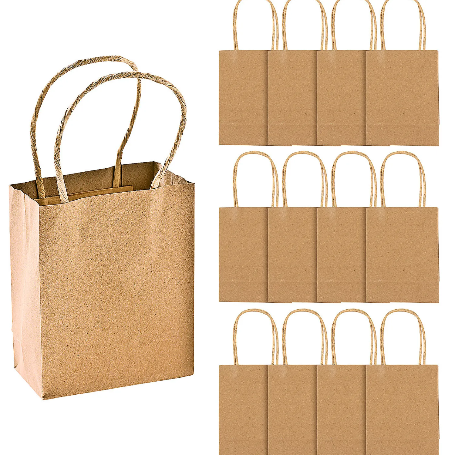x__x___small_brown_kraf_0-1.webp 4 1/2" X 2" X 5 3/4" Small Brown Kraft Paper Gift Bags - 12 Pc.<Oriental Trading Online