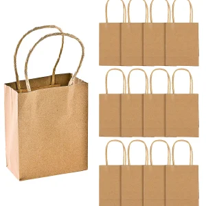 4 1/2" X 2" X 5 3/4" Small Brown Kraft Paper Gift Bags - 12 Pc.<Oriental Trading Cheap